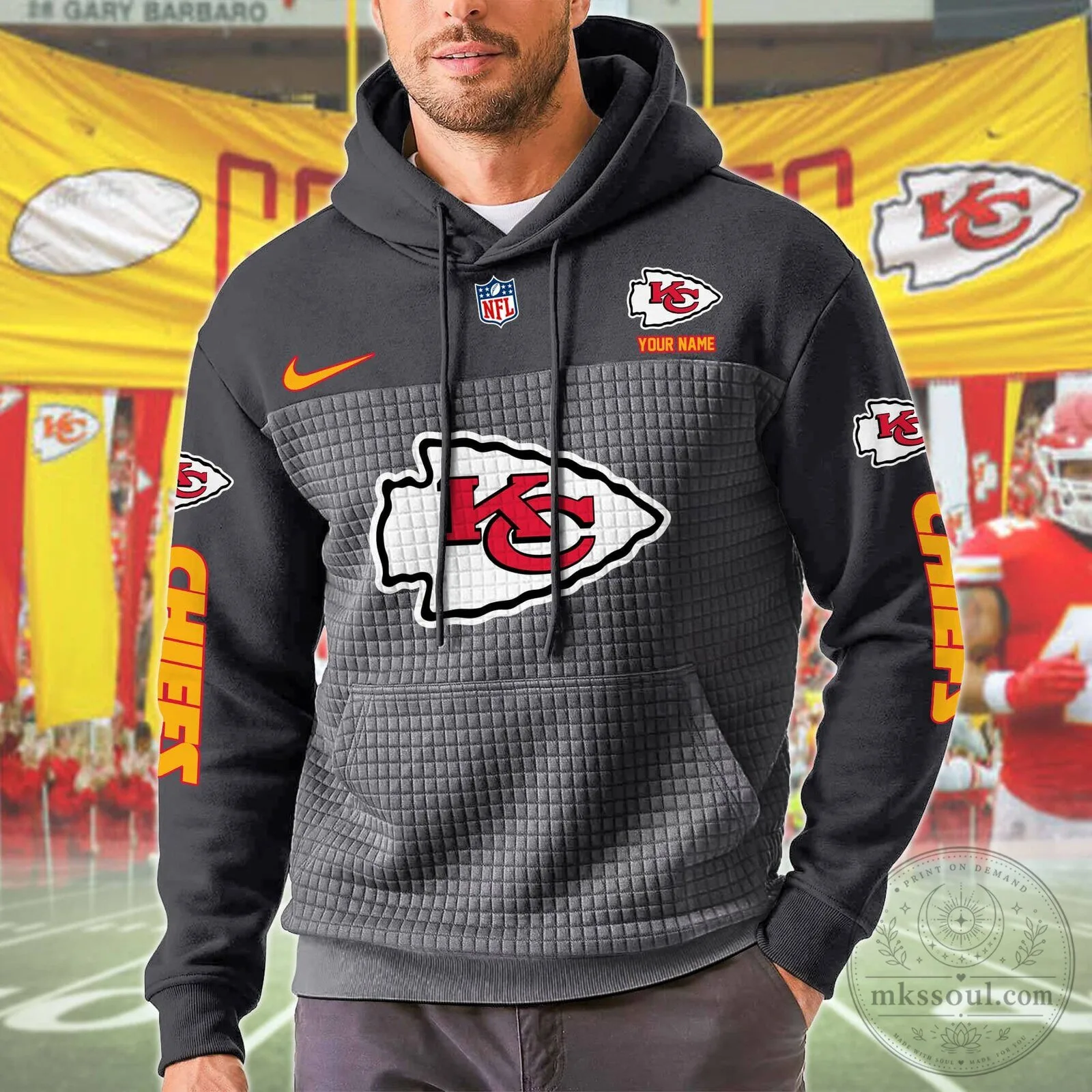 Kansas City Chiefs Personalized Red And Gold Color Block Hoodie 9 Kansas City Chiefs Personalized Red And Gold Color Block Hoodie