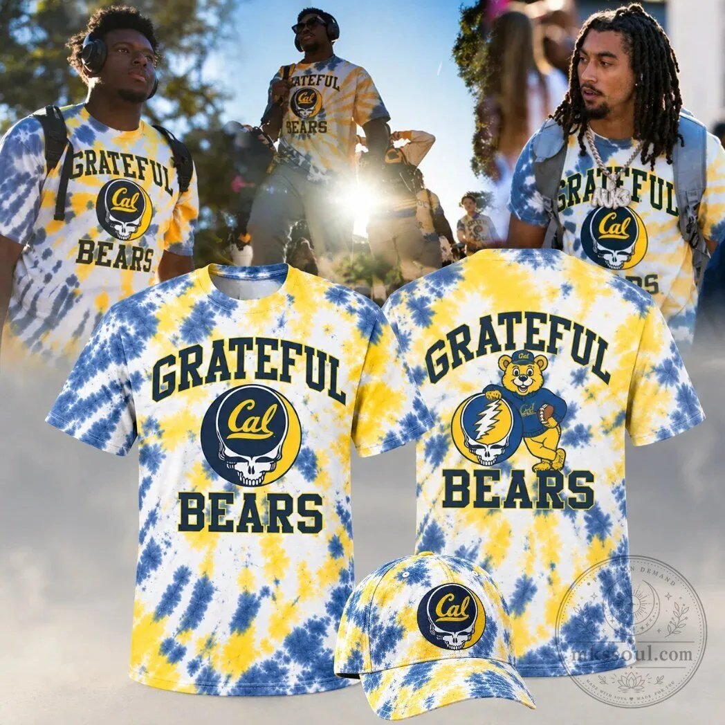 Grateful Dead California Golden Bears Tie-Dye Football T-Shirt