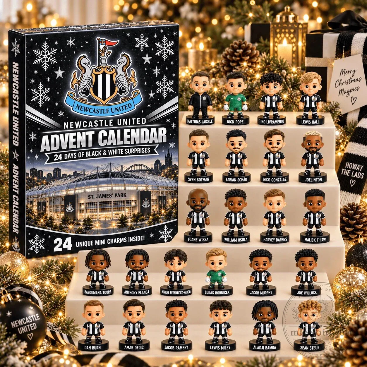 Newcastle United Football Club 2024 Christmas Advent Calendar with Player Figurines