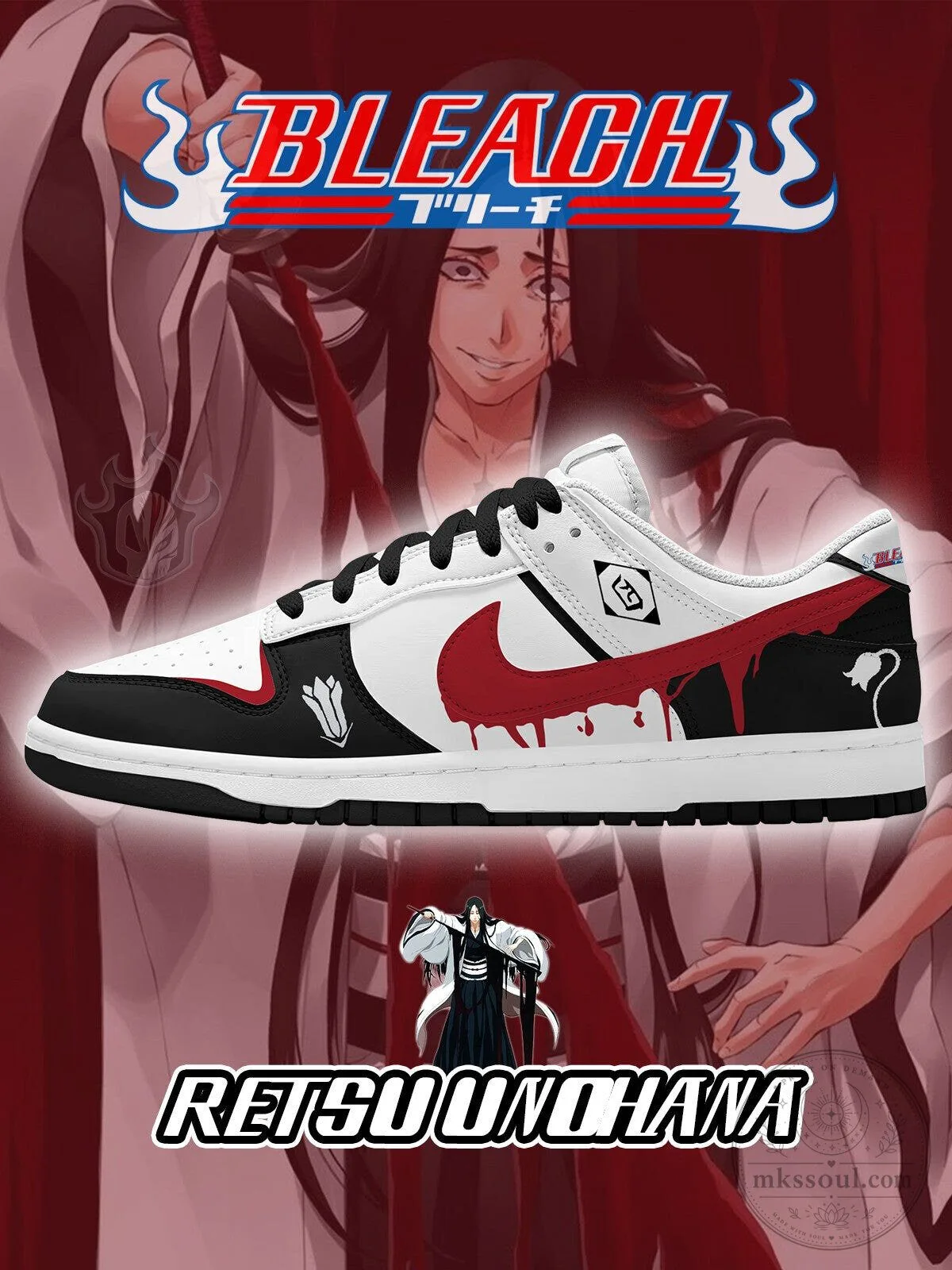 Bleach Retsu Unohana Anime Custom Printed Low Top Sneakers