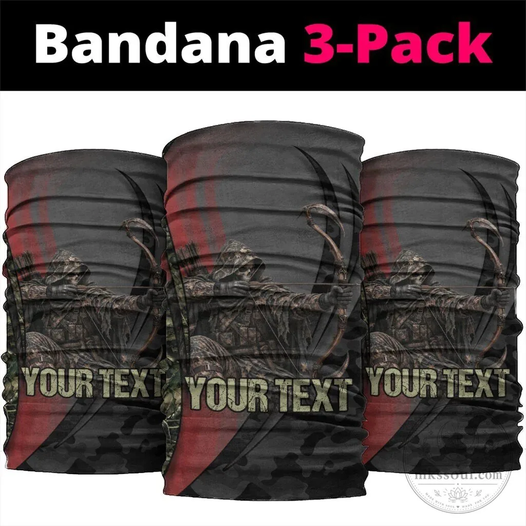 Personalized Bow Hunting Skull Camouflage Neck Gaiter Face Mask Bandana 3-Pack