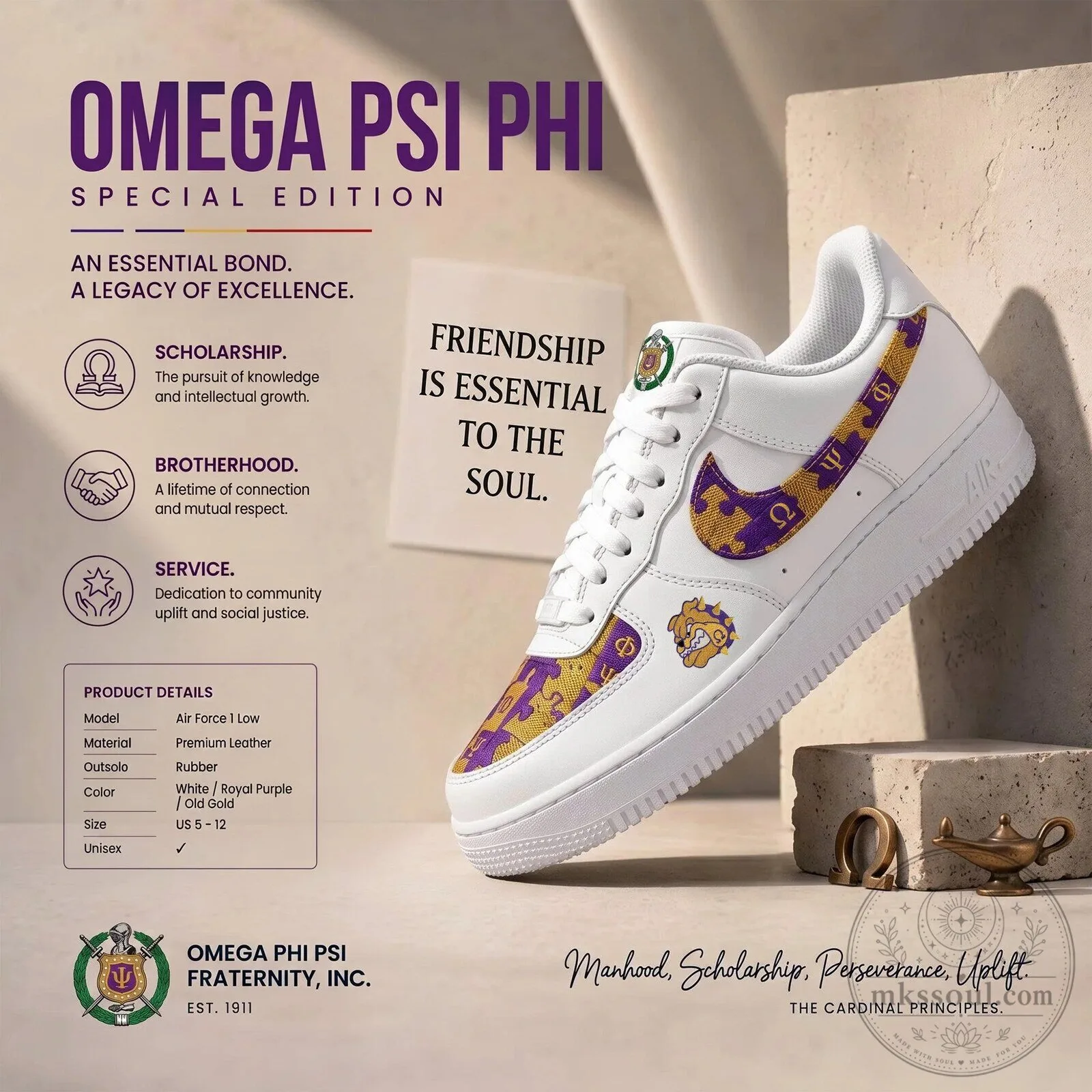 Omega Psi Phi Fraternity Air Force 1 Low Top Sneakers