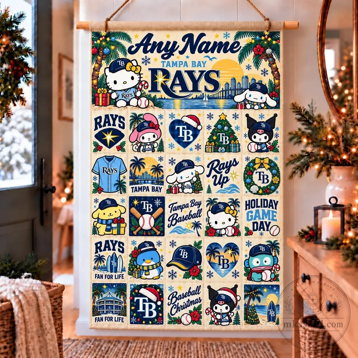 Tampa Bay Rays Hello Kitty Christmas Holiday Custom Wall Advent Calendar
