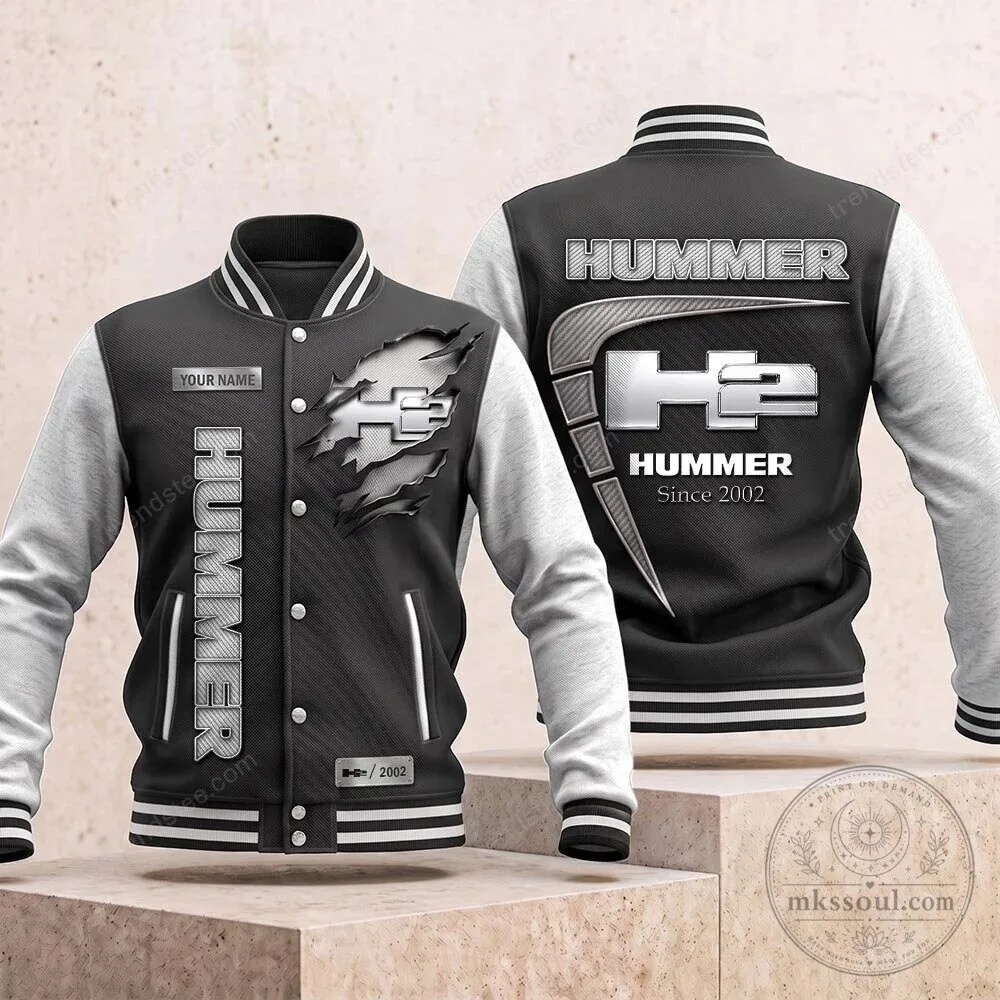 Hummer H2 Since 2002 Black and Gray Varsity Jacket 1 Hummer H2 Since 2002 Black and Gray Varsity Jacket