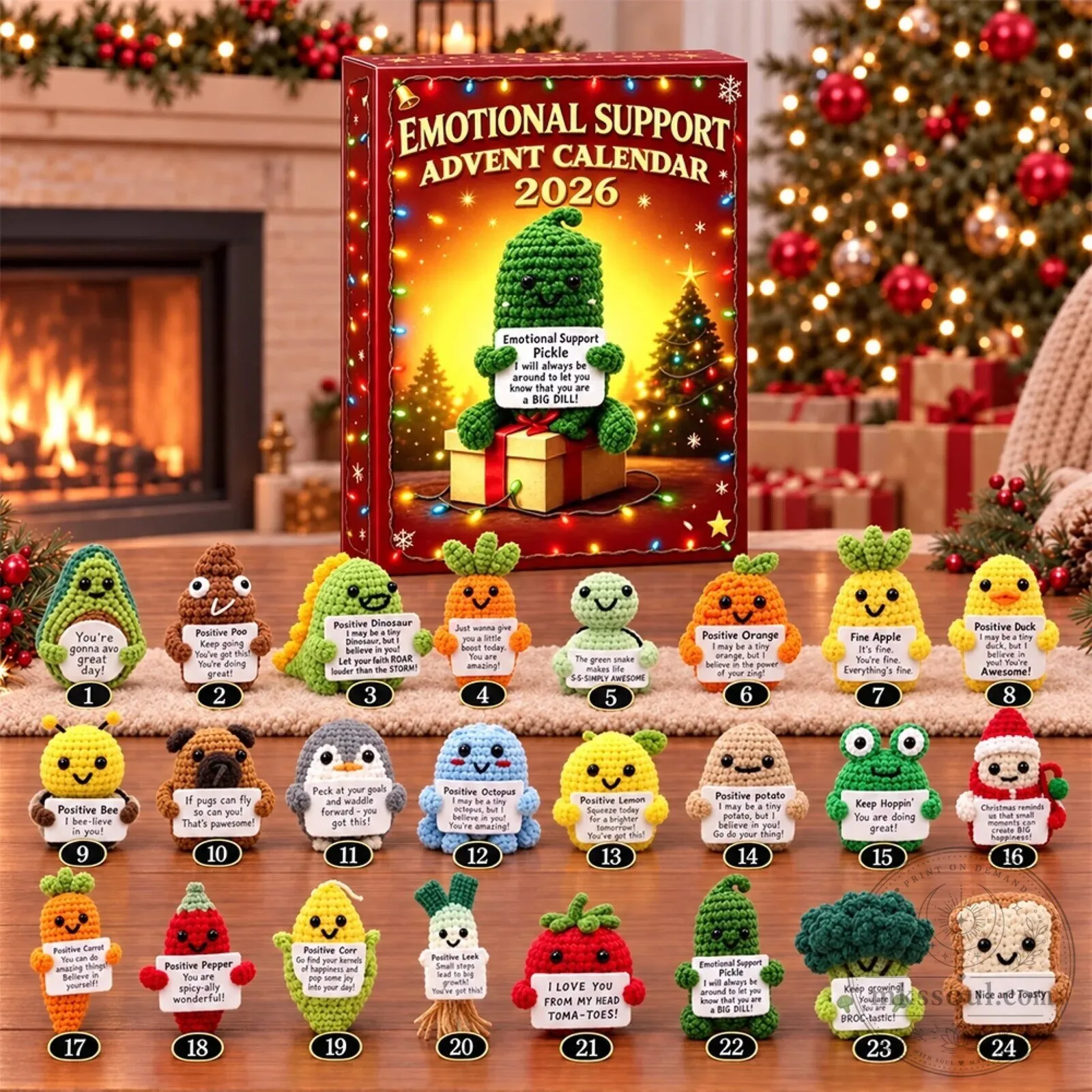 Emotional Support Pickle Advent Calendar 2026 - 24 Days of Crochet Plushies