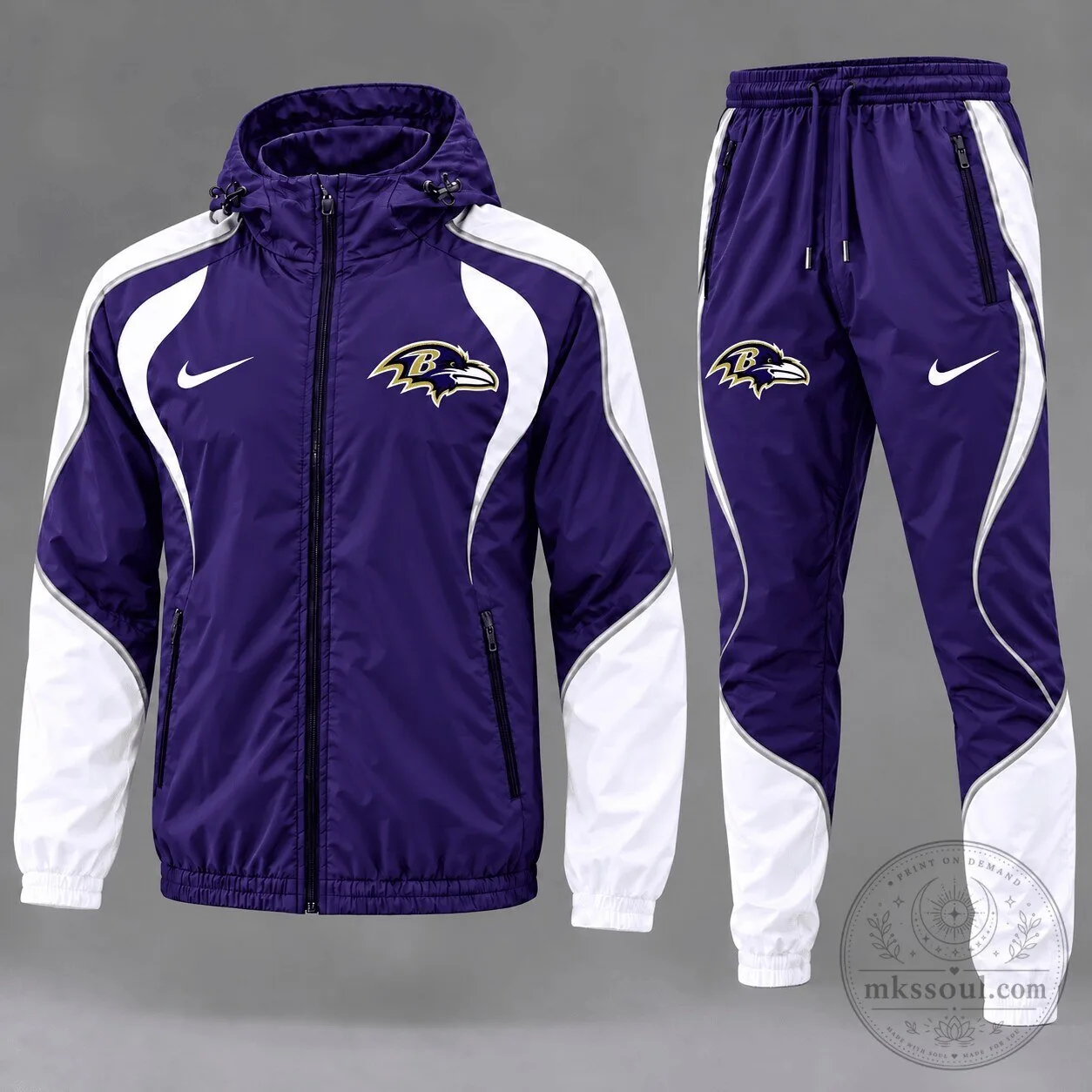 Baltimore Ravens NFL Team Logo Purple and White Tracksuit Hoodie