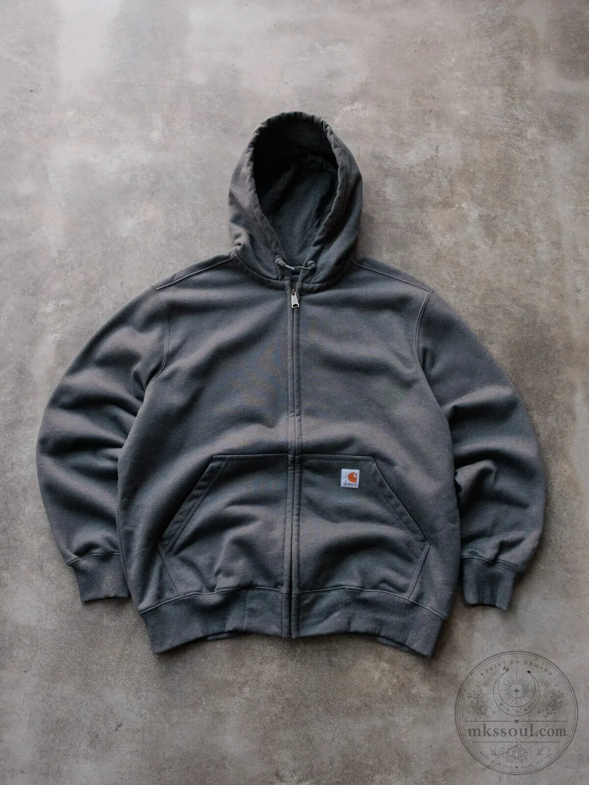 Vintage Carhartt Full Zip Hoodie for Men and Women, Grey Hooded Sweatshirt