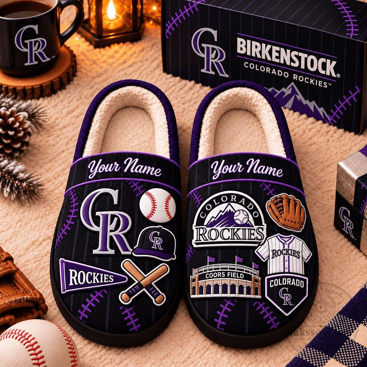 Colorado Rockies MLB Baseball Personalized Name Slippers