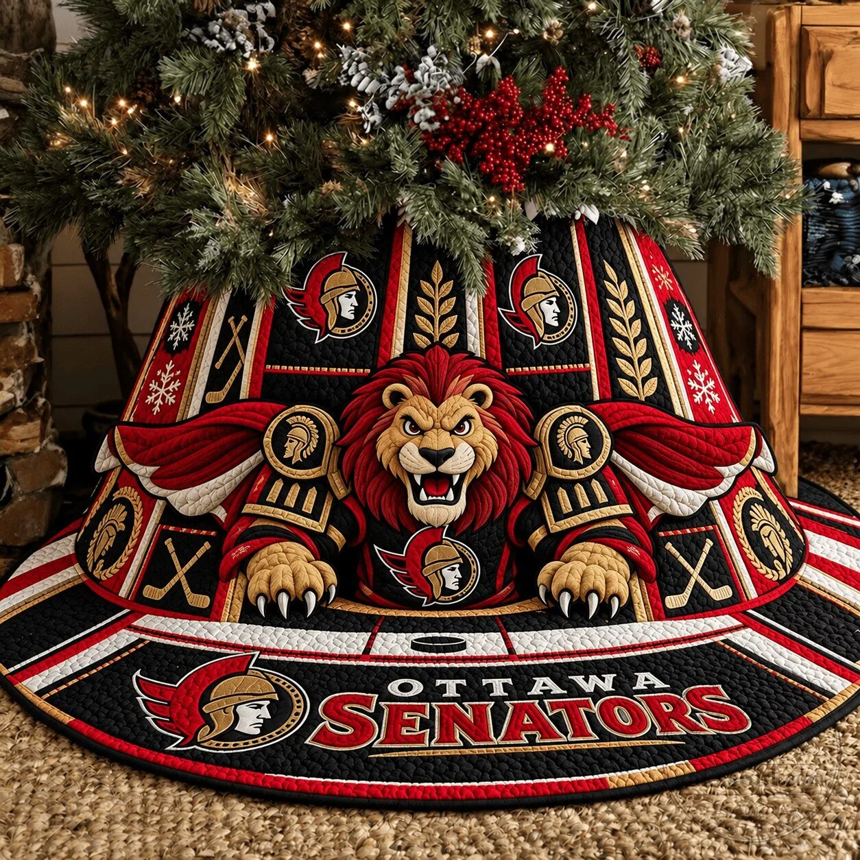 Christmas Tree Skirt for Ottawa Senators NHL Fans