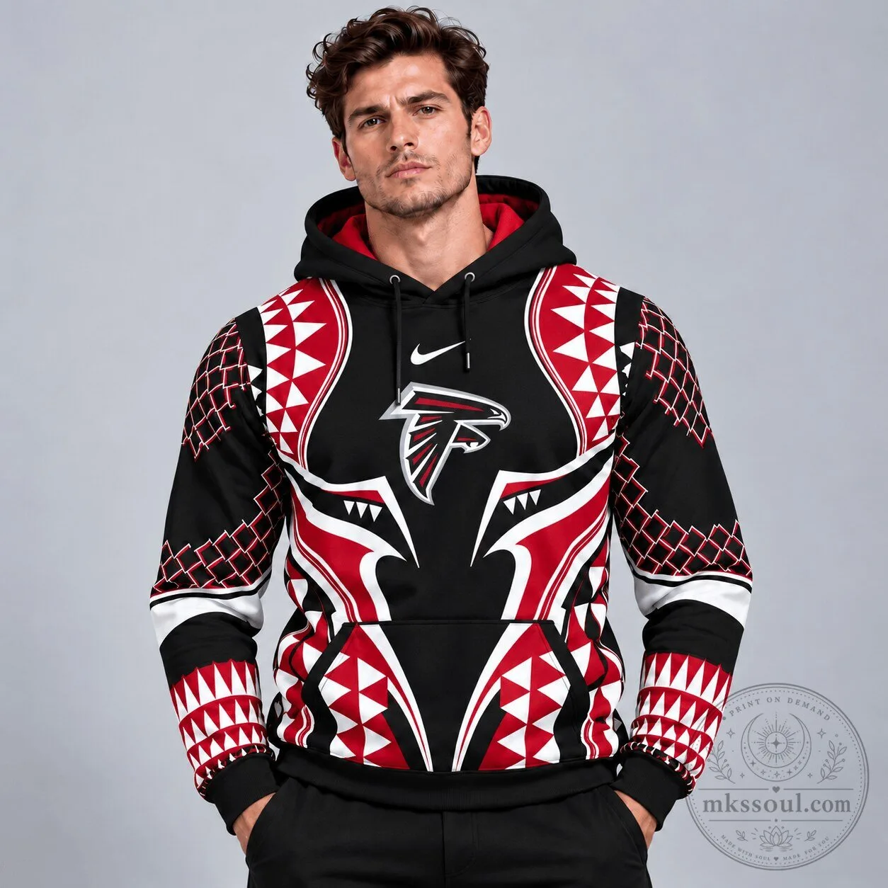 Atlanta Falcons National Football League Tribal Geometric Pattern Hoodie 1 Atlanta Falcons National Football League Tribal Geometric Pattern Hoodie
