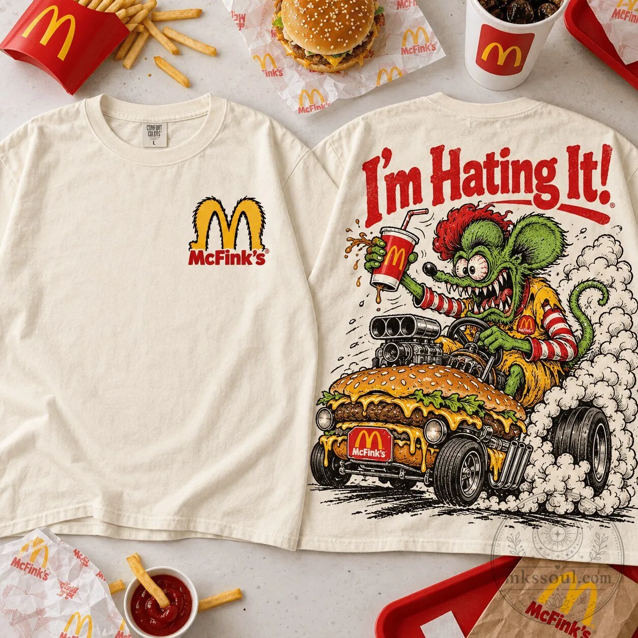 Rat Fink McFink's I'm Hating It McDonald's Parody Graphic T-Shirt
