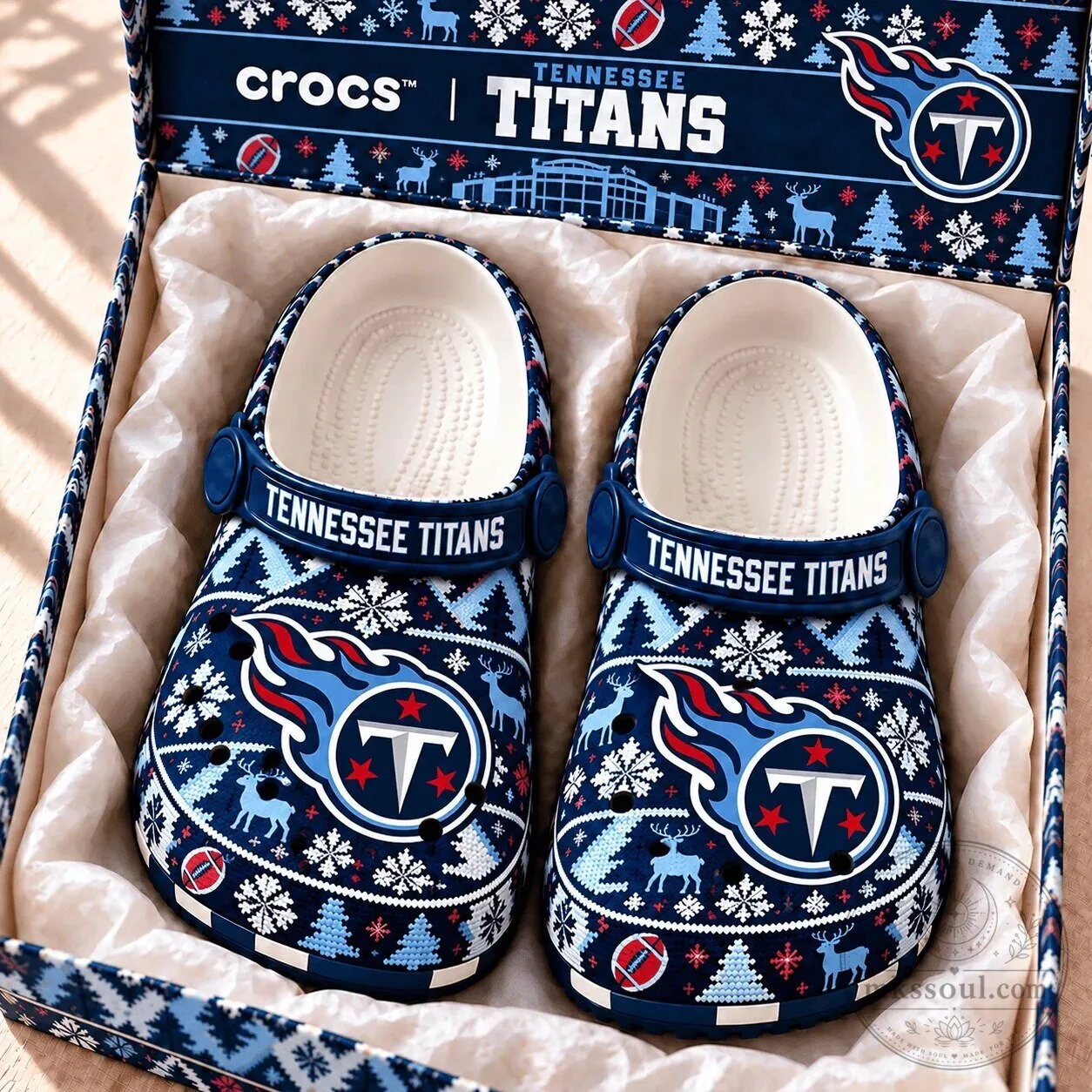Tennessee Titans NFL Christmas Holiday Crocs Shoes for Adults
