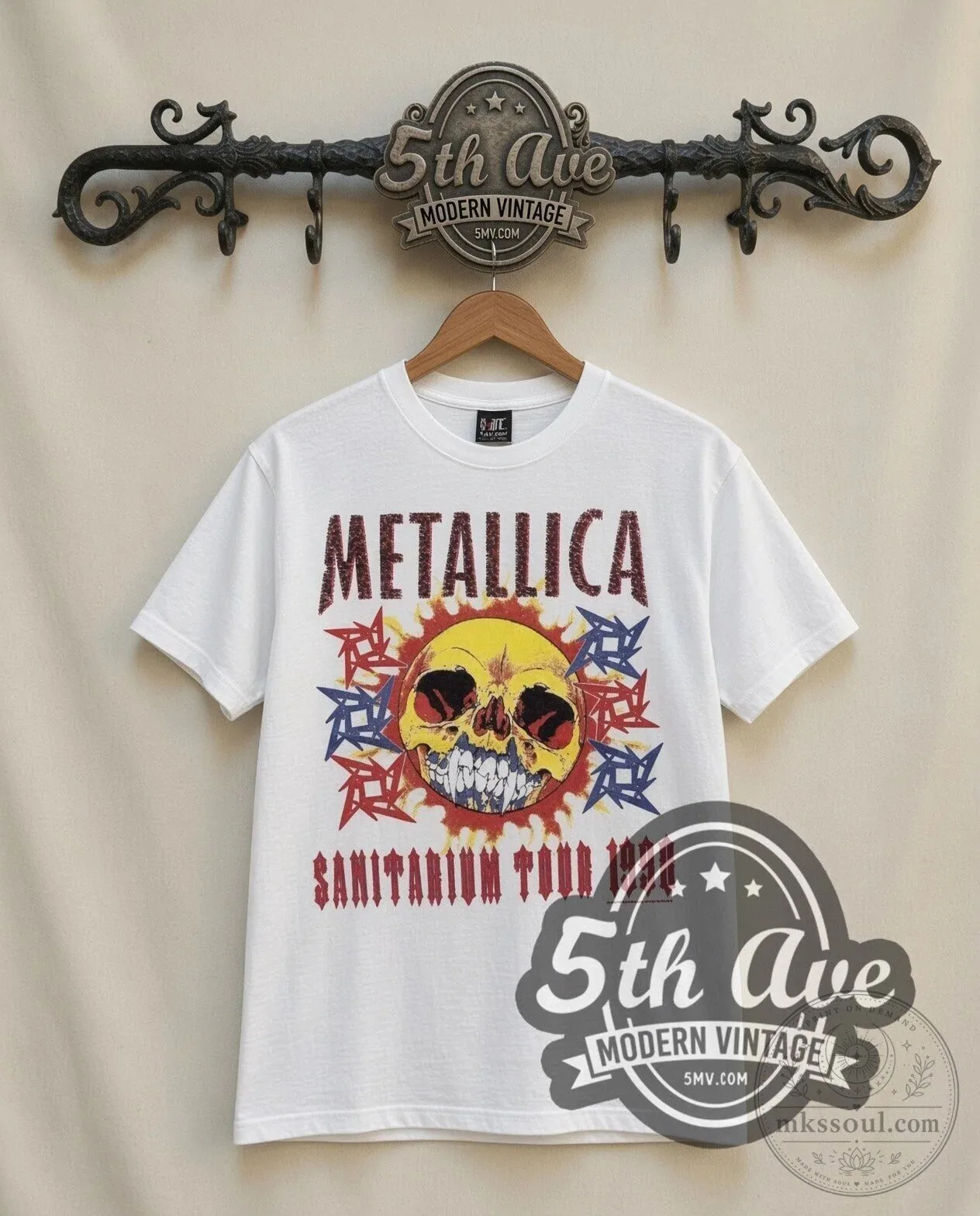 Metallica Sanitarium Tour 1998 Skull Graphic White Vintage Band T-Shirt 4 Metallica Sanitarium Tour 1998 Skull Graphic White Vintage Band T-Shirt