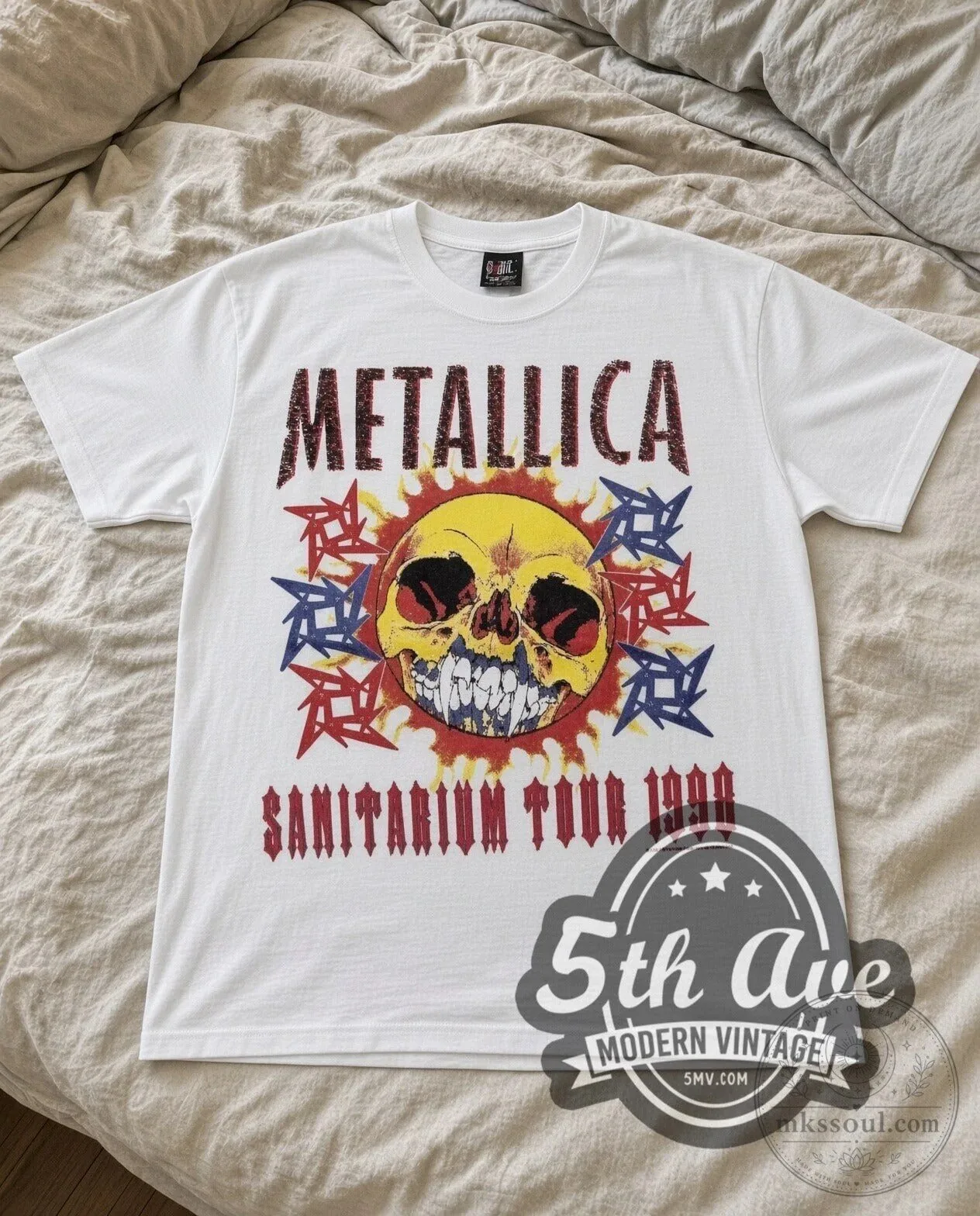 Metallica Sanitarium Tour 1998 Skull Graphic White Vintage Band T-Shirt 6 Metallica Sanitarium Tour 1998 Skull Graphic White Vintage Band T-Shirt