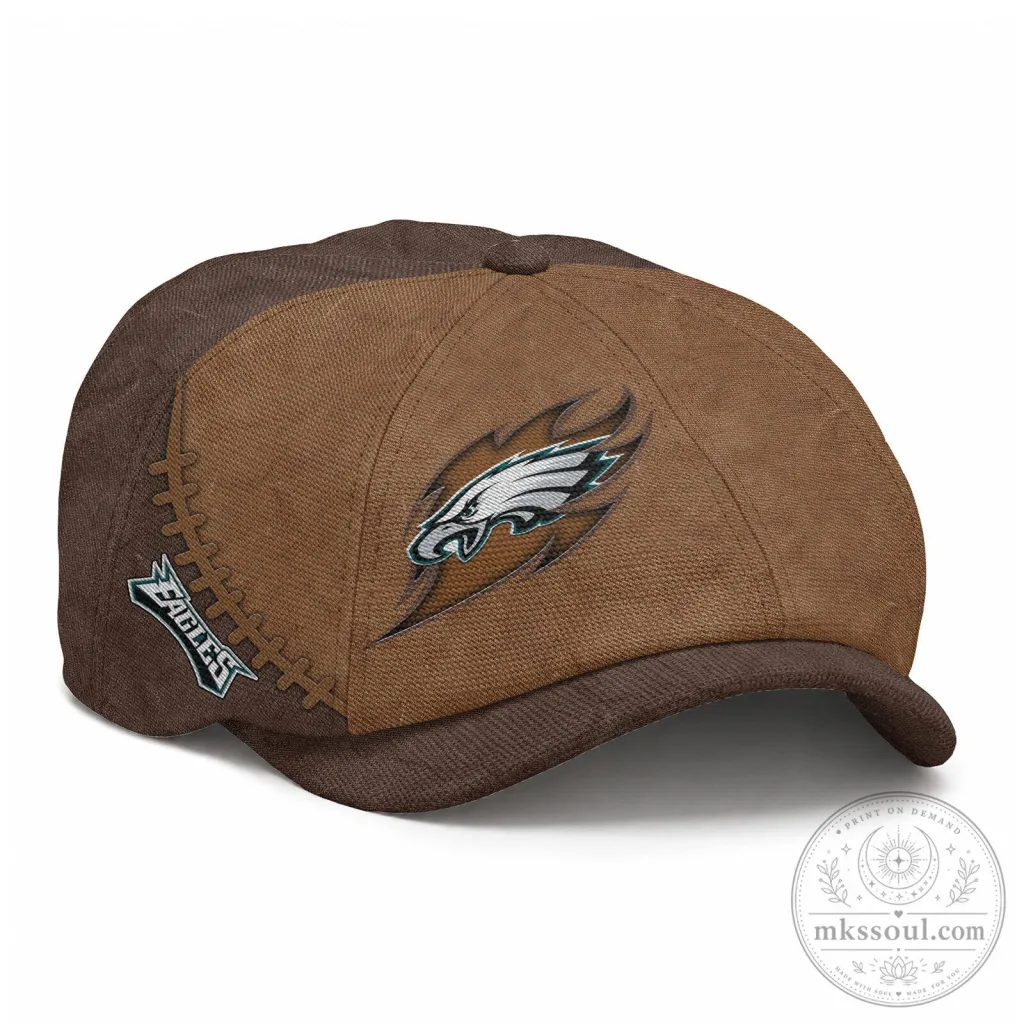 Philadelphia Eagles Football Team Logo Brown Newsboy Cap for Men and Women Philadelphia Eagles Football Team Logo Brown Newsboy Cap for Men and Women