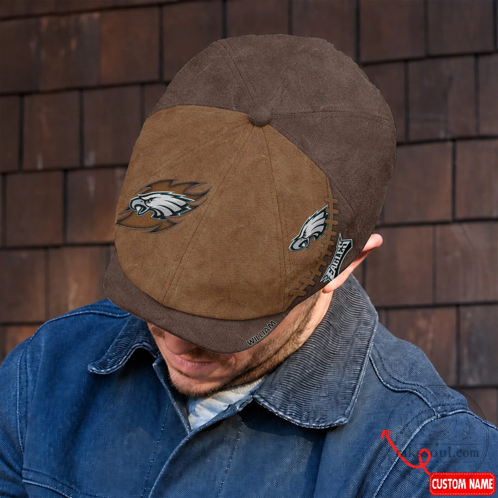 Philadelphia Eagles Football Team Logo Brown Newsboy Cap for Men and Women 5 Philadelphia Eagles Football Team Logo Brown Newsboy Cap for Men and Women
