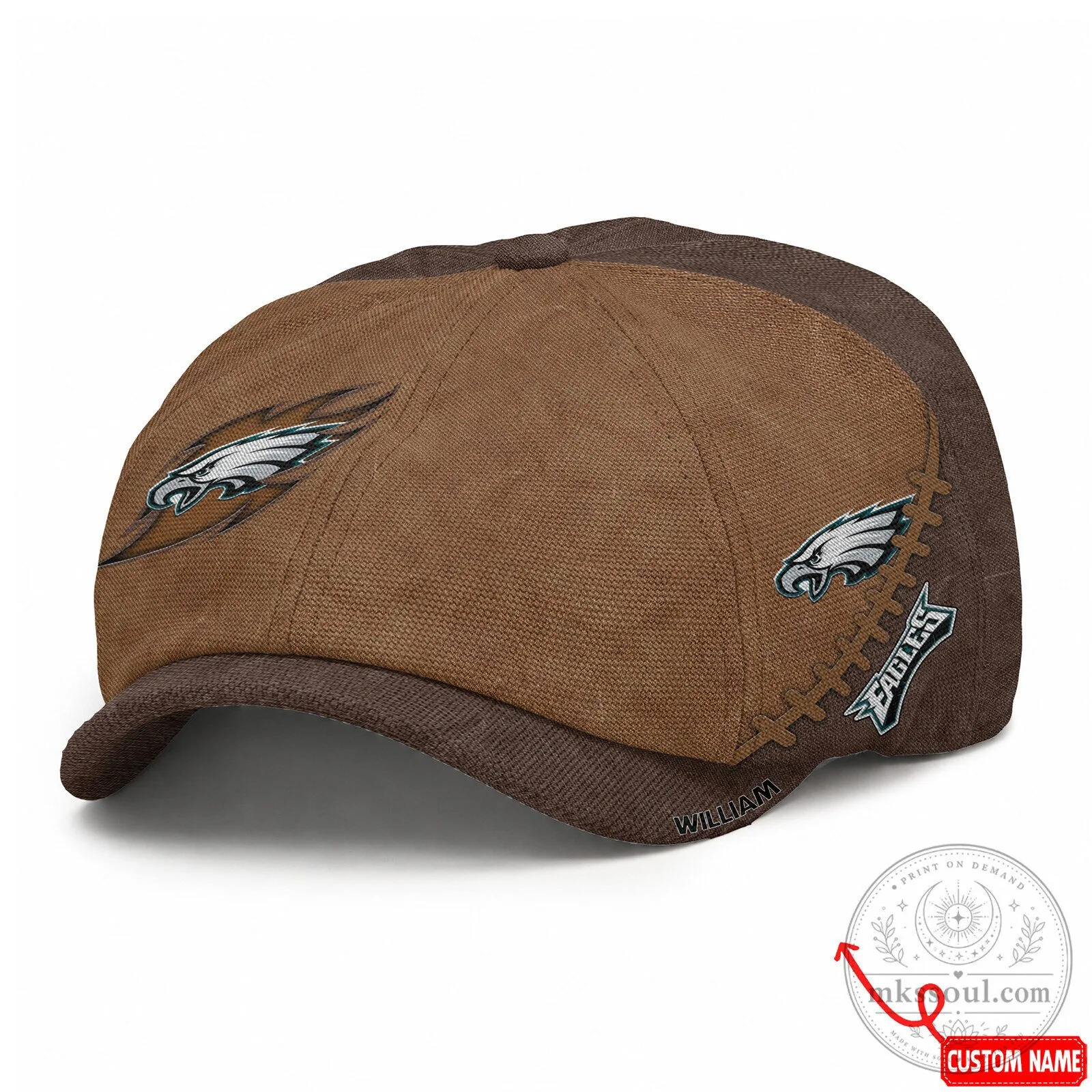Philadelphia Eagles Football Team Logo Brown Newsboy Cap for Men and Women 6 Philadelphia Eagles Football Team Logo Brown Newsboy Cap for Men and Women