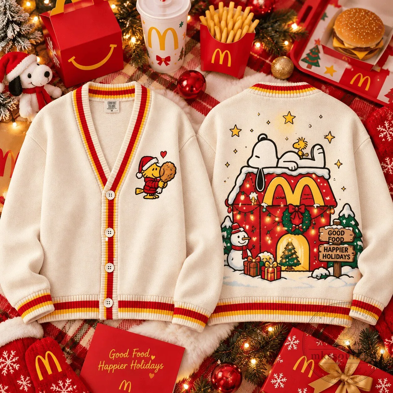 McDonald's Snoopy Christmas Holiday House Knitted Cardigan