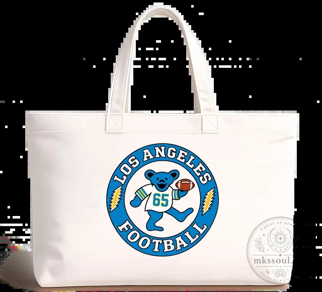 Los Angeles Chargers Football Dancing Bear Grateful Dead Tote Bag