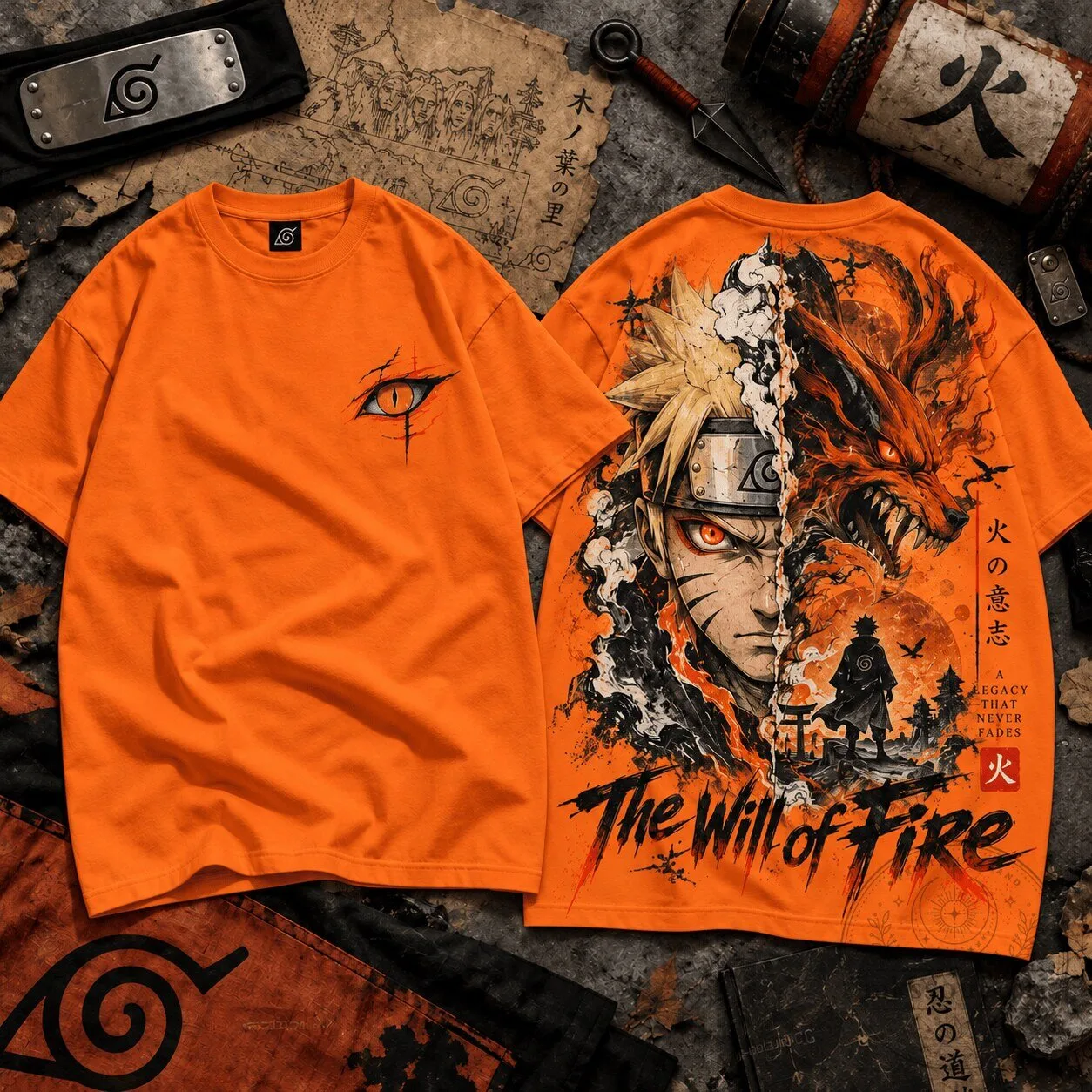 Naruto Uzumaki Nine-Tails Chakra Sage Mode Anime T-Shirt