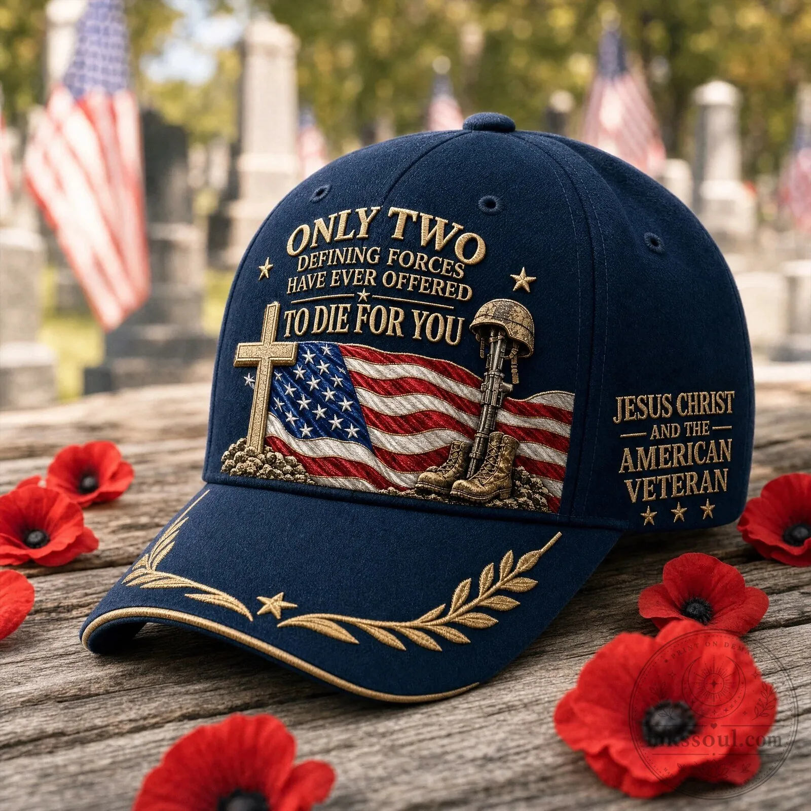 Jesus Christ American Veteran Defining Forces Patriotic Cap Hat