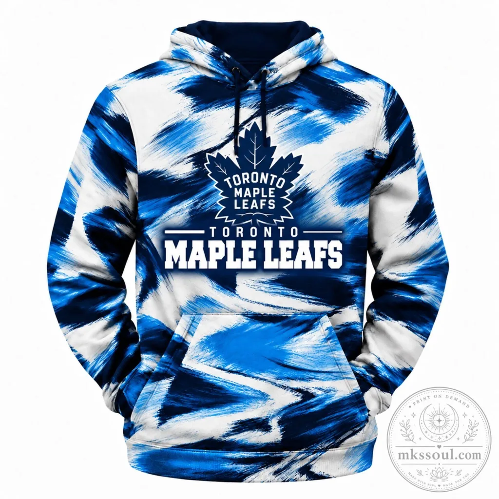 Toronto Maple Leafs Blue White Grunge Style NHL Hockey Hoodie Toronto Maple Leafs Blue White Grunge Style NHL Hockey Hoodie
