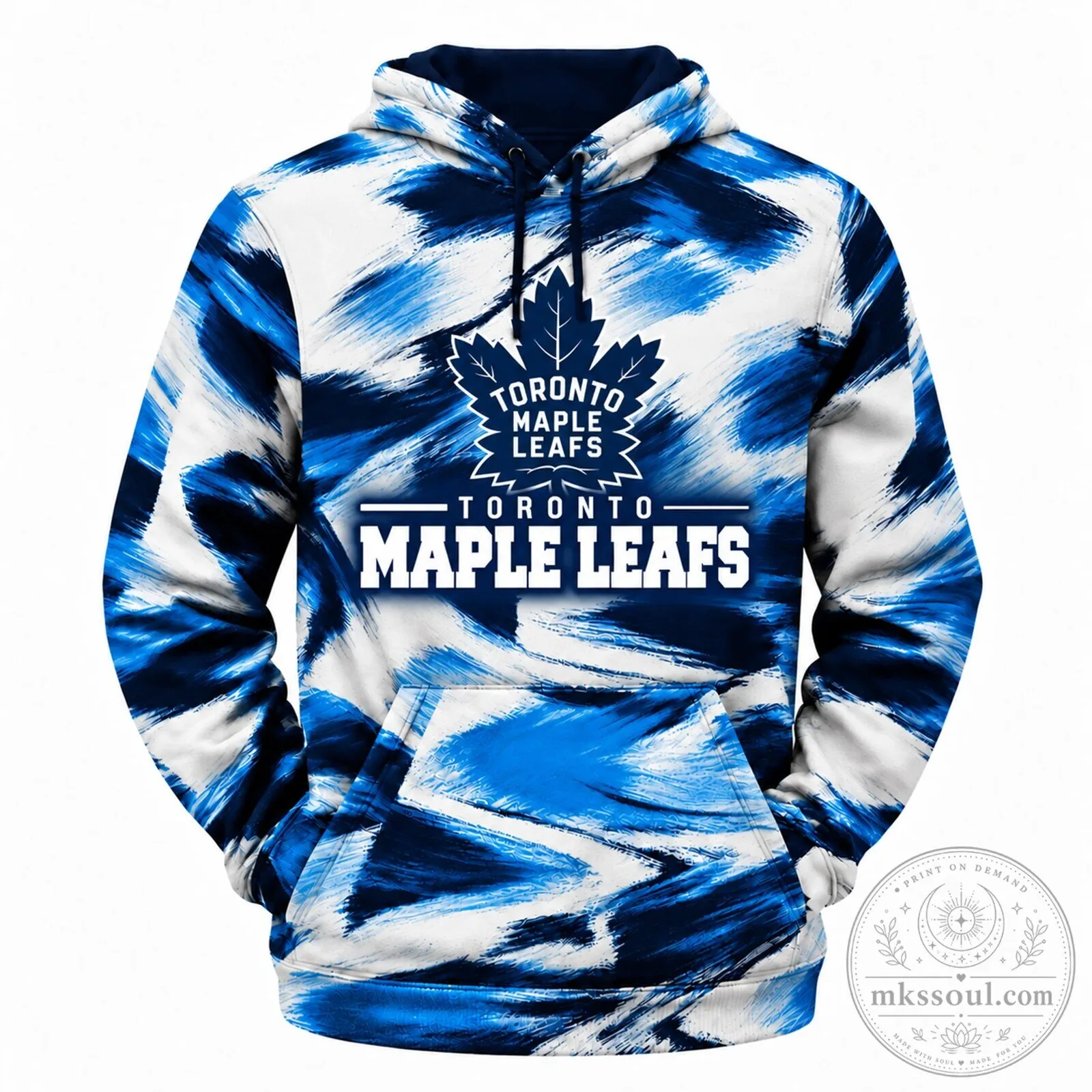 Toronto Maple Leafs Blue White Grunge Style NHL Hockey Hoodie